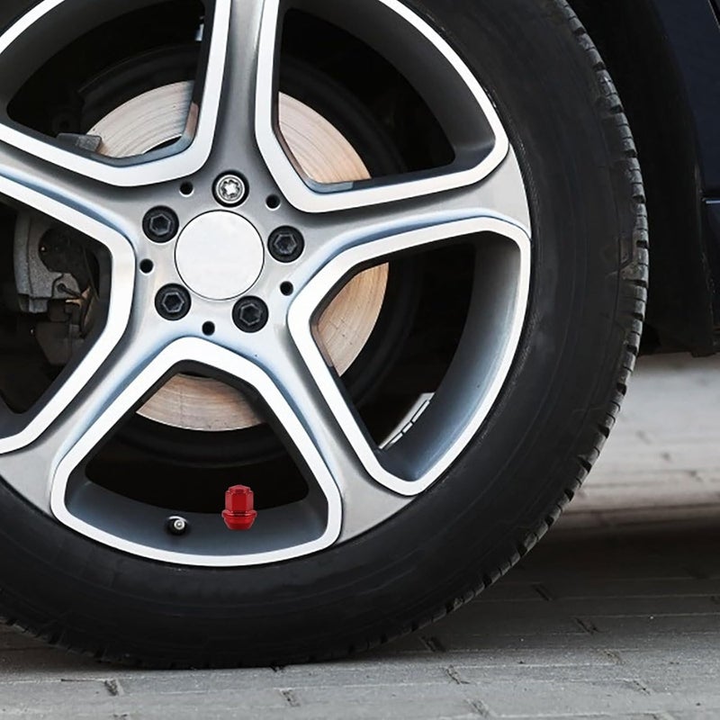 Red 14x1 5mm Solid Wheel Lug Nut Caps Compatible with Ford Edge Sports Car - Image 4